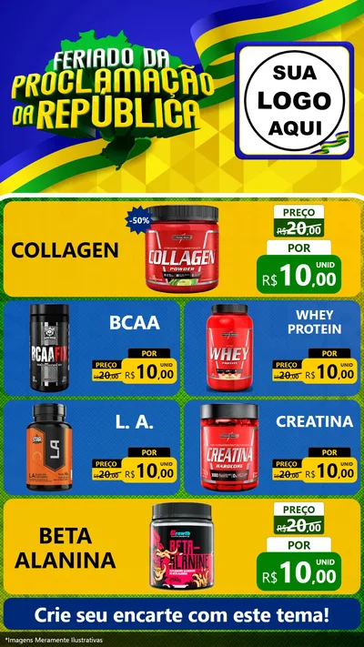 Modelo de TV para TV Vertical com o tema Feriado da Proclamação da República para Suplementos alimentares