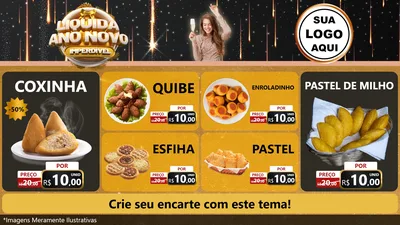 Modelo de TV para TV Horizontal com o tema Liquida Ano Novo Imperdível para Salgadaria