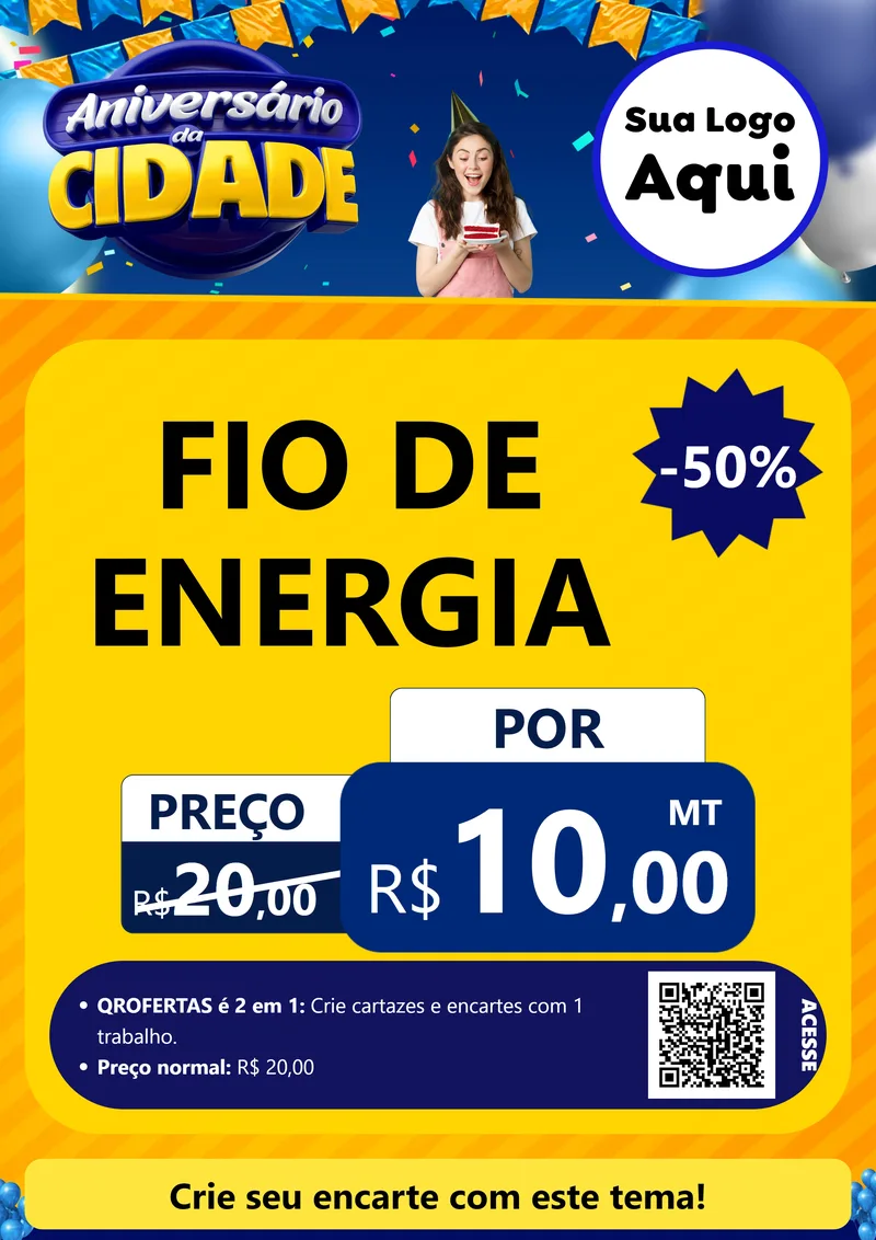 Modelo de Cartaz para Cartaz A4 Vertical com o tema Aniversário da Cidade para Materiais Elétricos