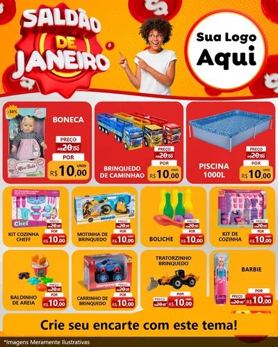 Modelo de Rede Social para Feed Instagram com o tema Saldão de Janeiro para Brinquedos