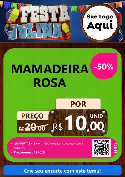 Modelo de Cartaz para Cartaz A4 Vertical com o tema Festa Julina para Bebês