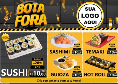 Modelo de Encarte para Encarte A4 Horizontal com o tema Bota Fora para Comida japonesa