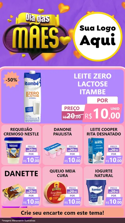 Modelo de Rede Social para Stories com o tema Dia das Mães para Frios e Laticínios
