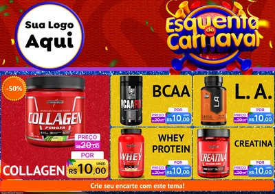 Modelo de Encarte para Encarte A4 Horizontal com o tema Esquenta de Carnaval para Suplementos alimentares