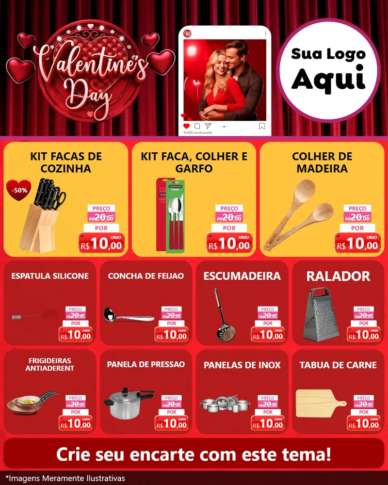 Modelo de Rede Social para Feed Instagram com o tema Valentine's Day para Utilidades Domésticas