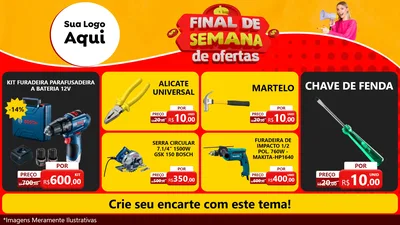 Modelo de TV para TV Horizontal com o tema Final de Semana de Ofertas para Maquinas e Ferramentas