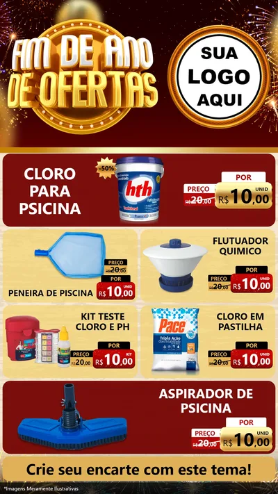 Modelo de TV para TV Vertical com o tema Fim de Ano de Ofertas para Produtos para Piscina