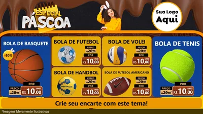 Modelo de TV para TV Horizontal com o tema Especial Páscoa para Artigos Esportivos