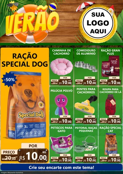 Modelo de Encarte para Encarte A4 Vertical com o tema Verão para Pet Shop