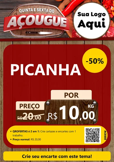Modelo de Cartaz para Cartaz A4 Vertical com o tema Quinta e Sexta do Açougue para Açougue