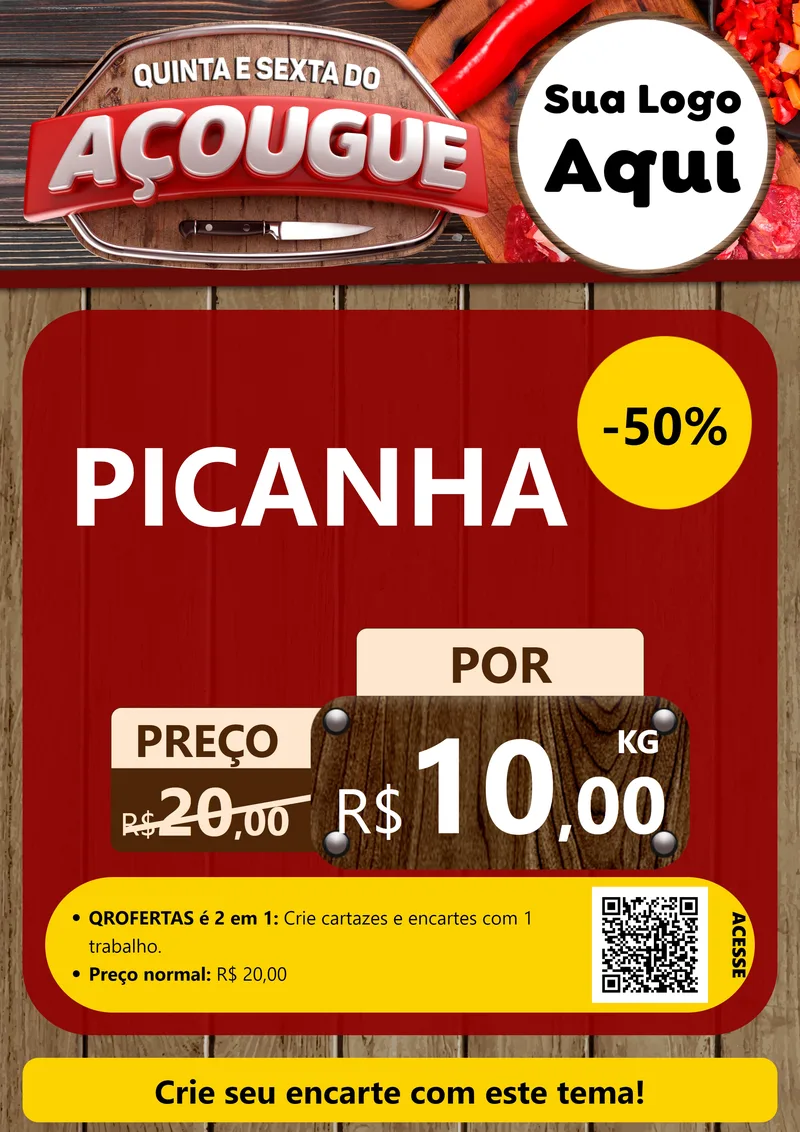 Modelo de Cartaz para Cartaz A4 Vertical com o tema Quinta e Sexta do Açougue para Açougue