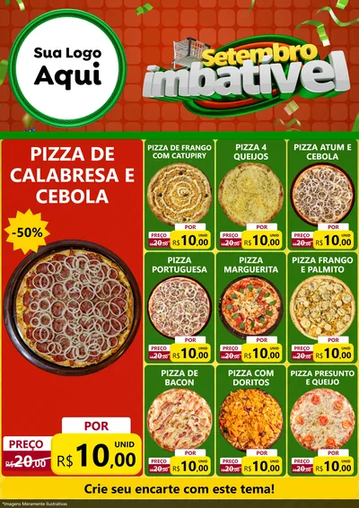 Modelo de Encarte para Encarte A4 Vertical com o tema Setembro Imbatível para Pizzaria