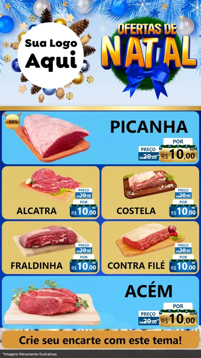 Modelo de TV para TV Vertical com o tema Ofertas de Natal para Açougue