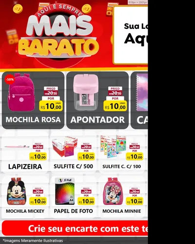 Modelo de Rede Social para Feed Instagram com o tema Mais Barato para Papelaria