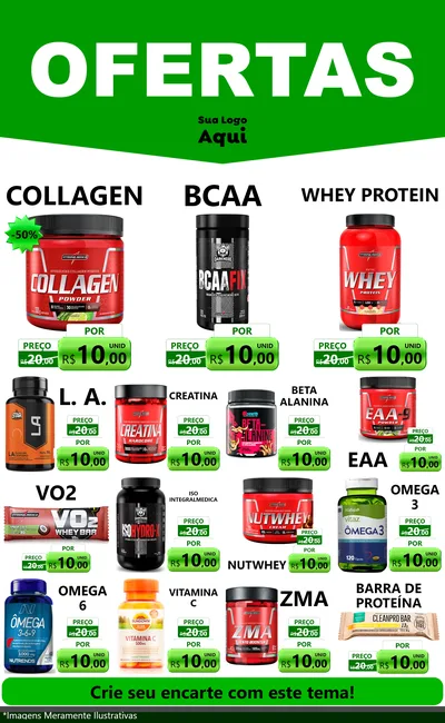 Modelo de Encarte para Encarte Grande com o tema Ofertas Verde Cartaz para Suplementos alimentares