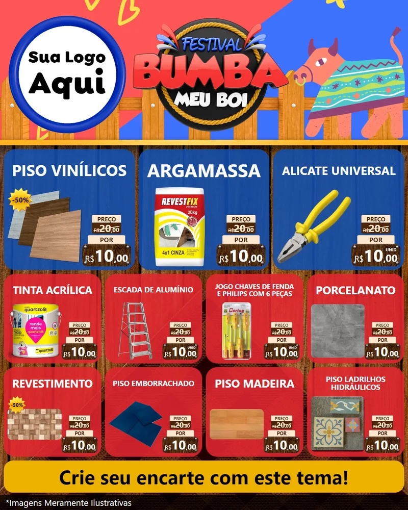 Modelo de Rede Social para Feed Instagram com o tema Festival Bumba Meu Boi para Material para Construção