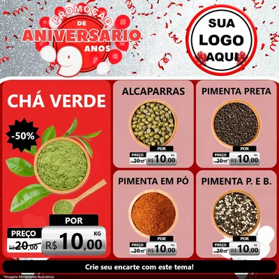 Modelo de Rede Social para Feed Facebook com o tema Promoção de Aniversário - 9 Anos para Produtos Naturais