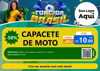 Modelo de Cartaz para Cartaz A4 Horizontal com o tema Torcida Vai Brasil - Copa para Moto peças
