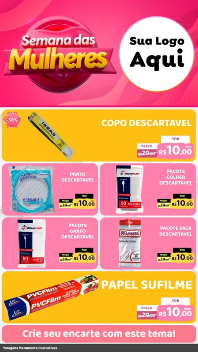Modelo de TV para TV Vertical com o tema Semana das Mulheres para Embalagens