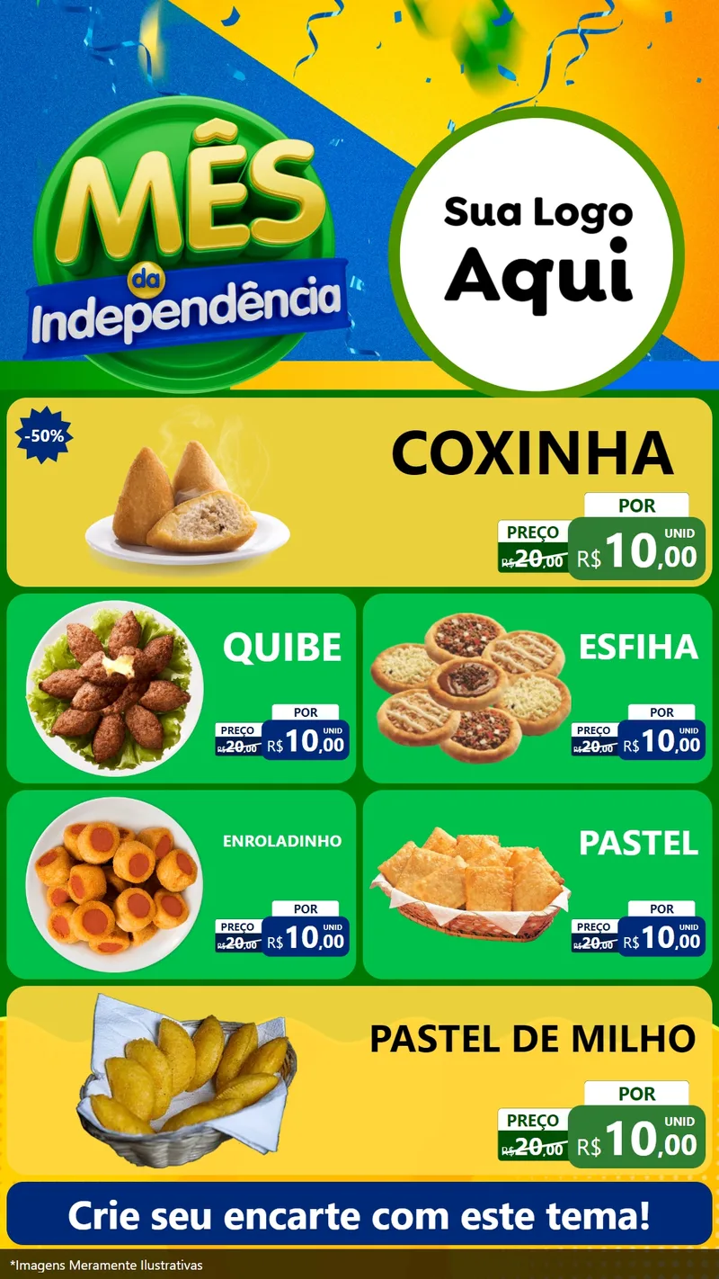 Modelo de TV para TV Vertical com o tema Mês da Independência para Salgadaria