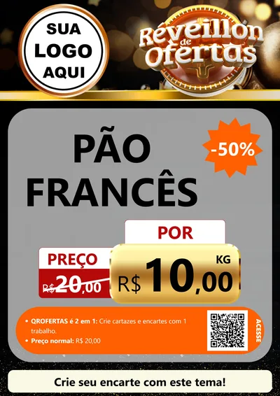 Modelo de Cartaz para Cartaz A4 Vertical com o tema Réveillon de Ofertas para Padaria