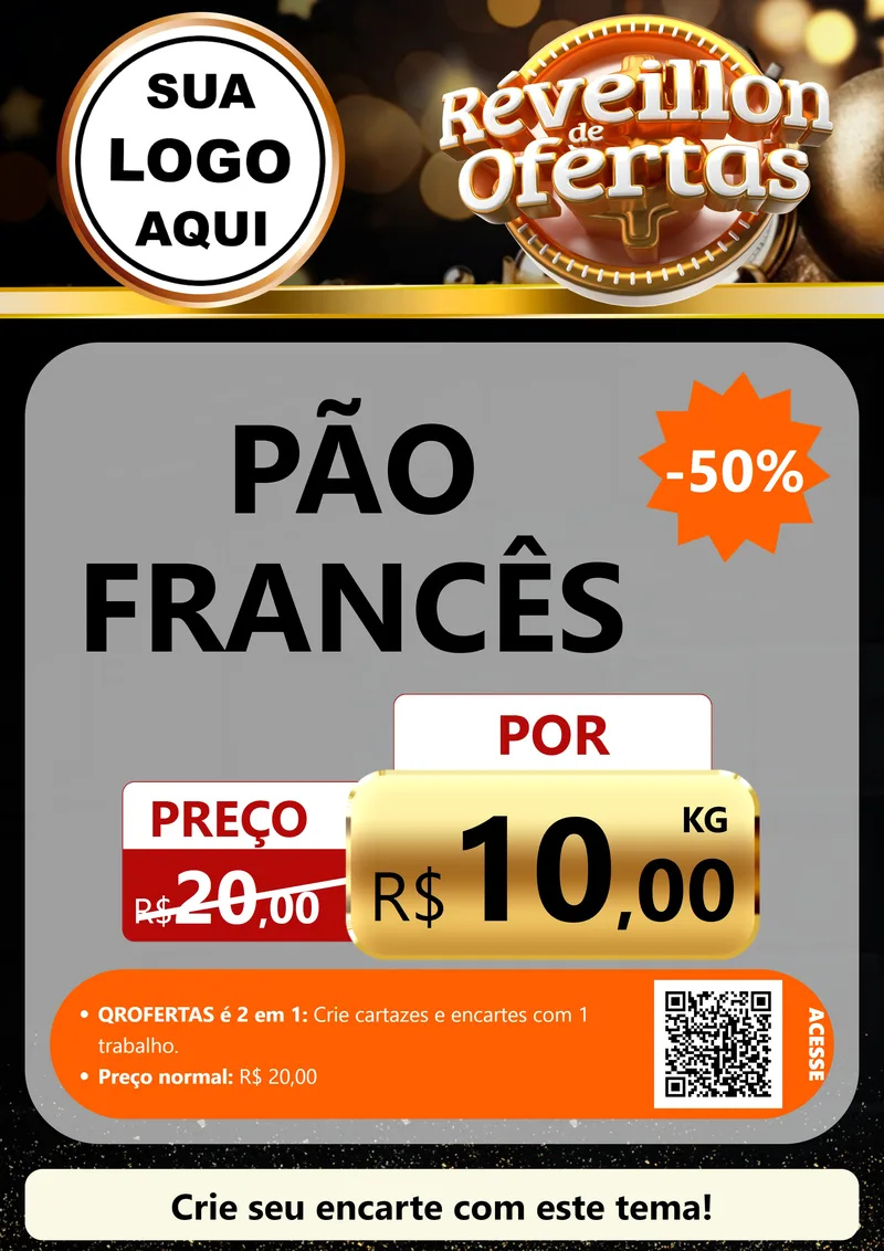 Modelo de Cartaz para Cartaz A4 Vertical com o tema Réveillon de Ofertas para Padaria