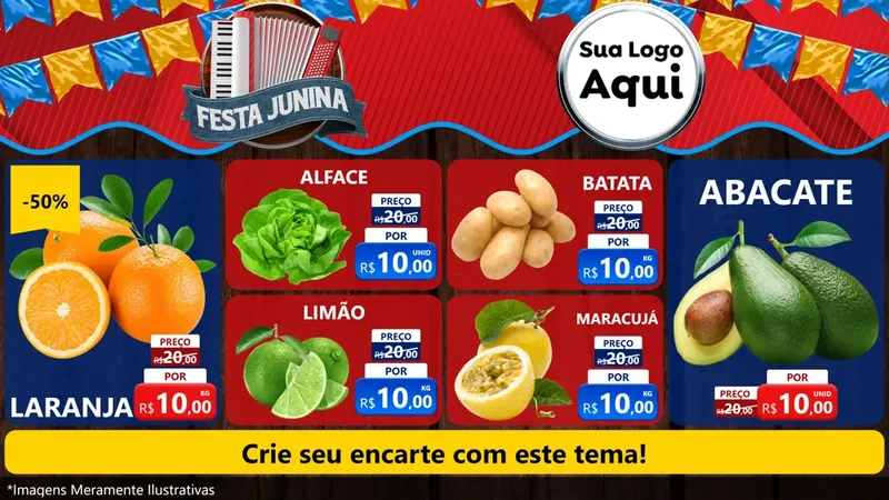 Modelo de TV para TV Horizontal com o tema Festa Junina para Hortifrúti