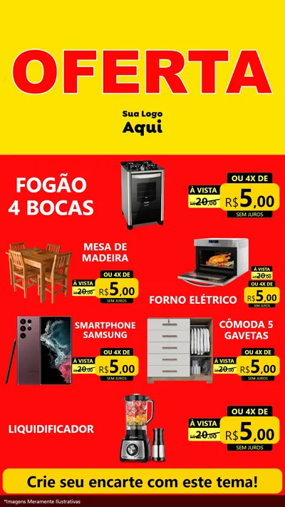 Modelo de TV para TV Vertical com o tema OFERTA - Vermelho Cartaz para Móveis e Eletro