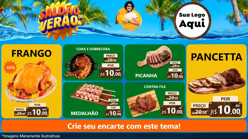 Modelo de TV para TV Horizontal com o tema Saldão de Verão para Assados
