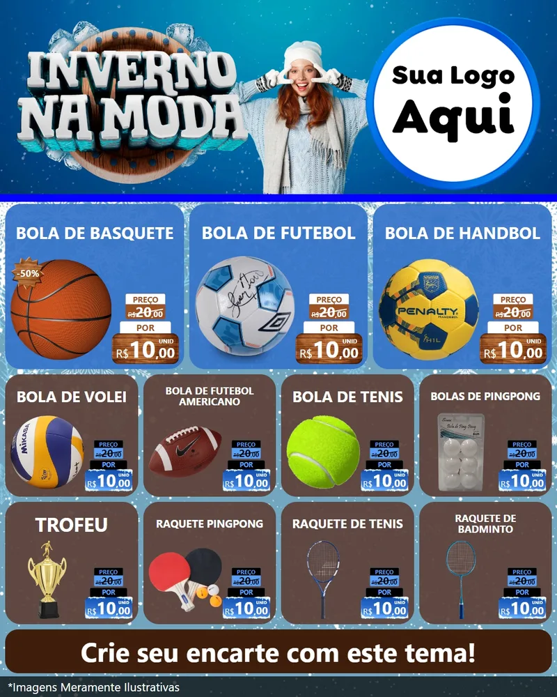 Modelo de Rede Social para Feed Instagram com o tema Inverno na Moda para Artigos Esportivos