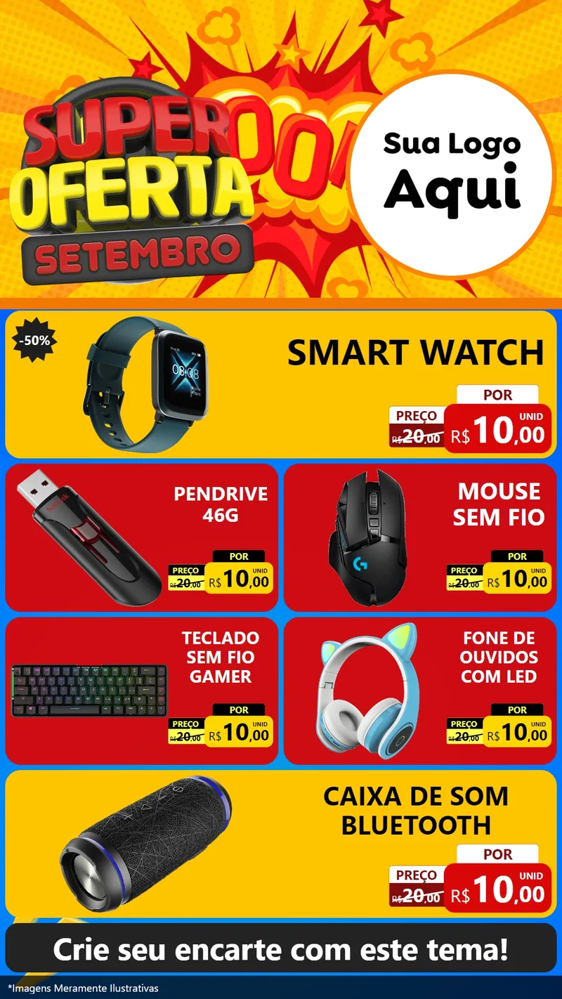 Modelo de TV para TV Vertical com o tema Super Oferta Setembro para Informática