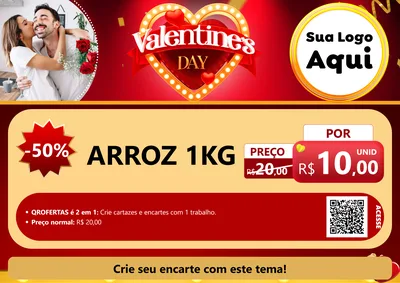 Modelo de Cartaz para Cartaz A4 Horizontal com o tema Valentine's Day para Supermercado