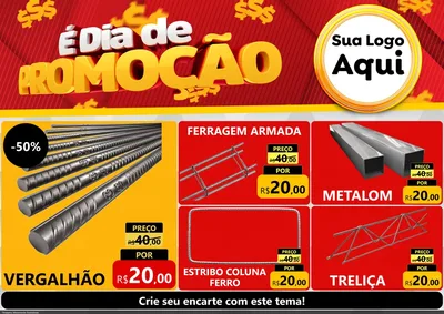 Modelo de Encarte para Encarte A4 Horizontal com o tema É Dia De Promoção para Ferragens