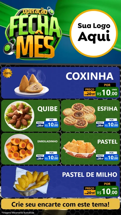 Modelo de TV para TV Vertical com o tema Operação Fecha Mês para Salgadaria