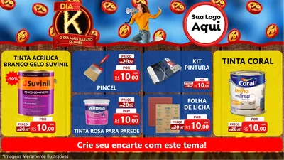 Modelo de TV para TV Horizontal com o tema Dia K - O Dia Mais Barato Do Mês para Tintas e Ferramentas
