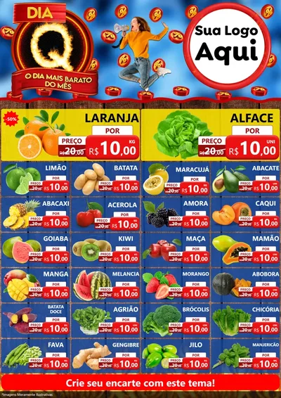 Modelo de Encarte para Encarte A4 Vertical com o tema Dia Q - O Dia Mais Barato Do Mês para Hortifrúti