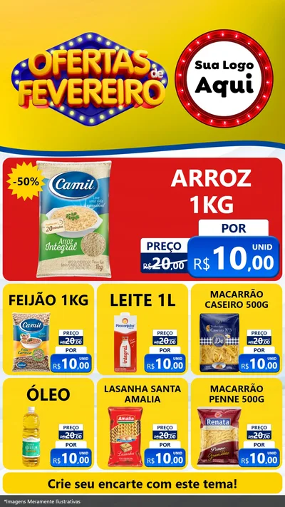 Modelo de Rede Social para Stories com o tema Ofertas de Fevereiro para Supermercado