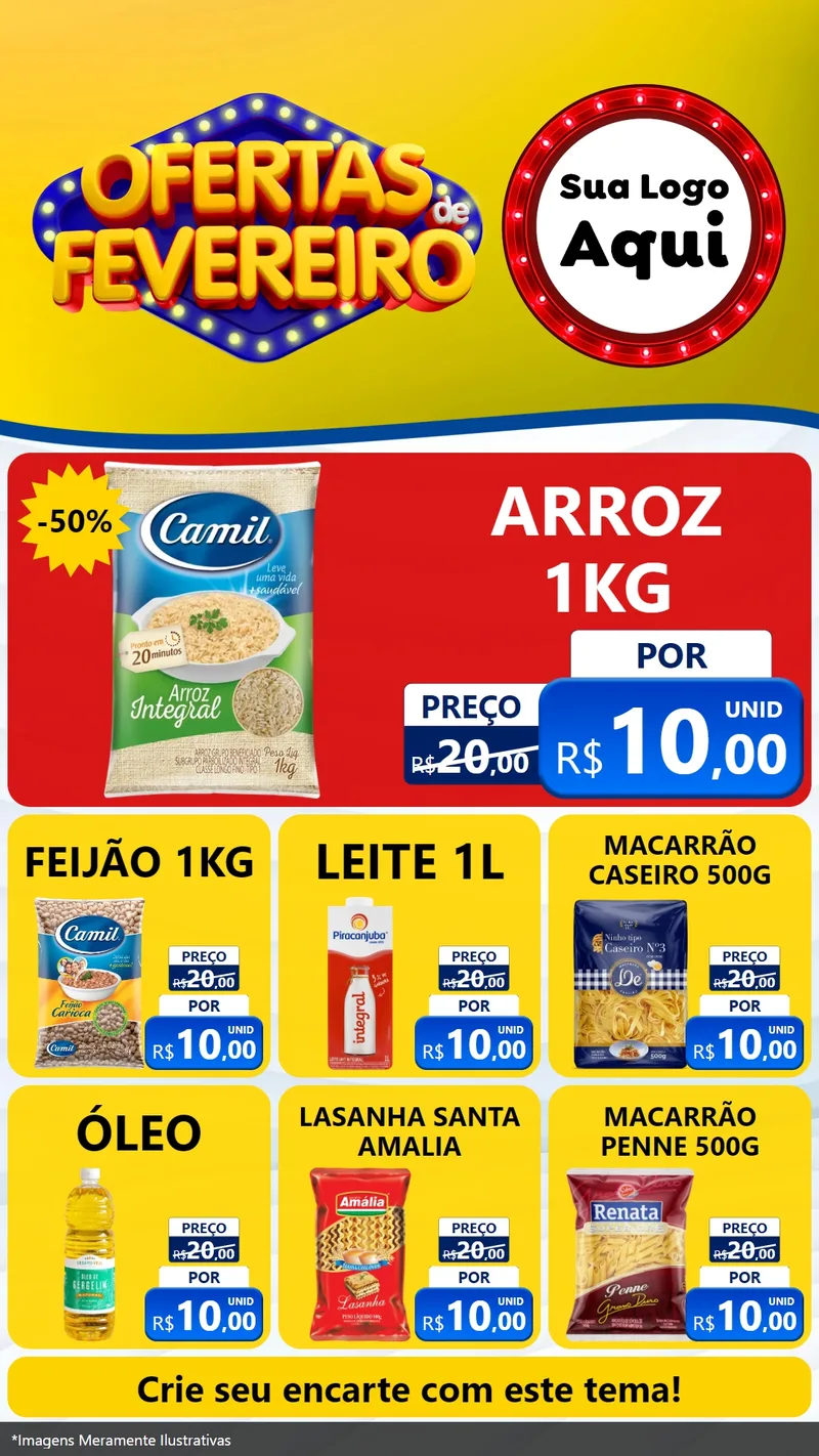 Modelo de Rede Social para Stories com o tema Ofertas de Fevereiro para Supermercado