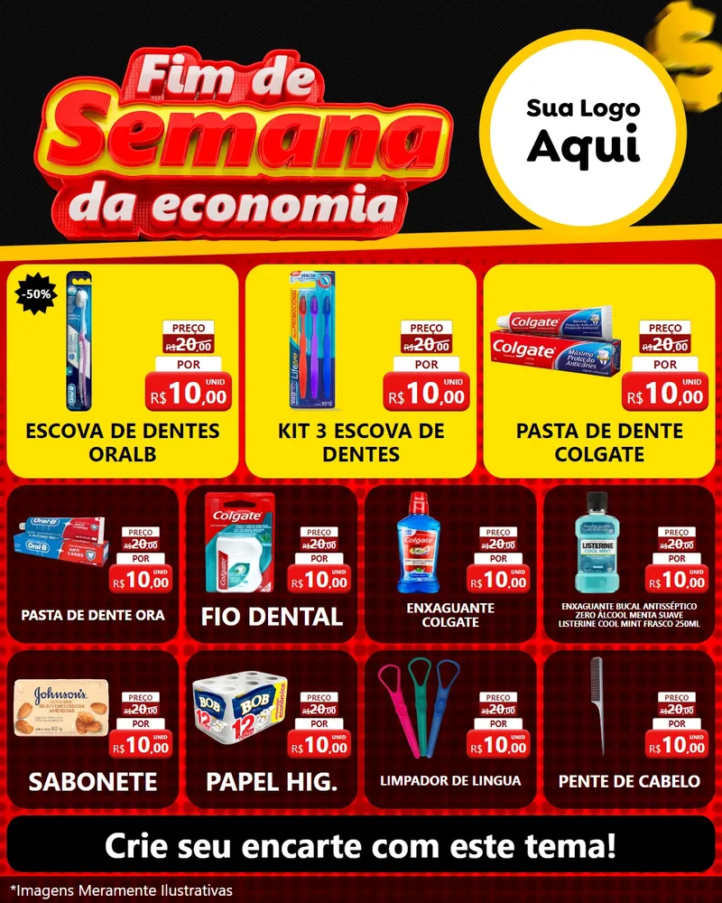 Modelo de Rede Social para Feed Instagram com o tema Fim de Semana da Economia para Higiene Pessoal