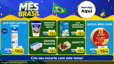 Modelo de TV para TV Horizontal com o tema Mês do Brasil para Frios e Laticínios