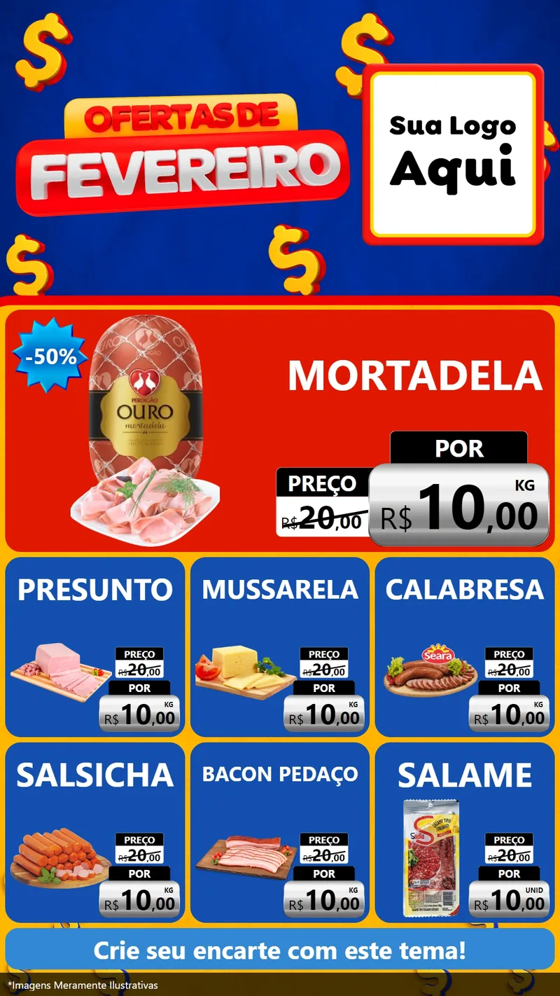Modelo de Rede Social para Stories com o tema Ofertas de Fevereiro para Frios e Laticínios