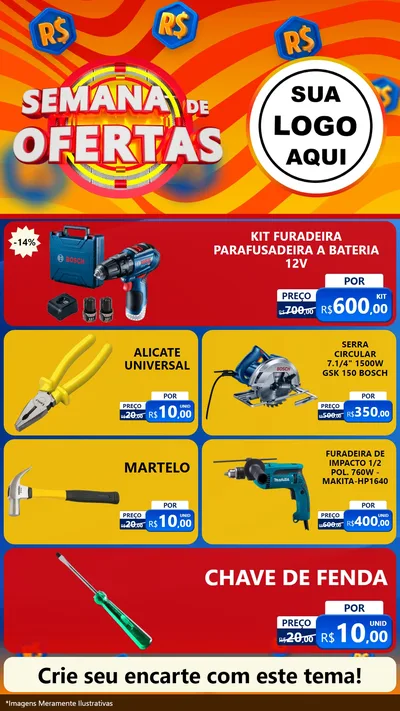 Modelo de TV para TV Vertical com o tema Semana de Ofertas para Maquinas e Ferramentas