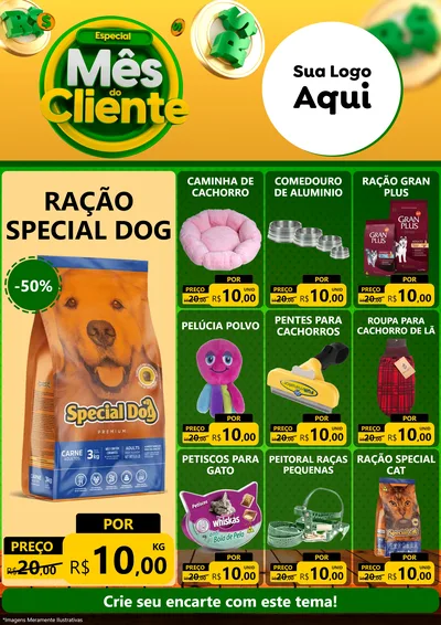 Modelo de Encarte para Encarte A4 Vertical com o tema Especial Mês do Cliente para Pet Shop