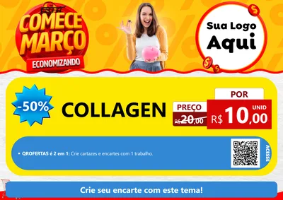 Modelo de Cartaz para Cartaz A4 Horizontal com o tema Comece Março Economizando para Suplementos alimentares