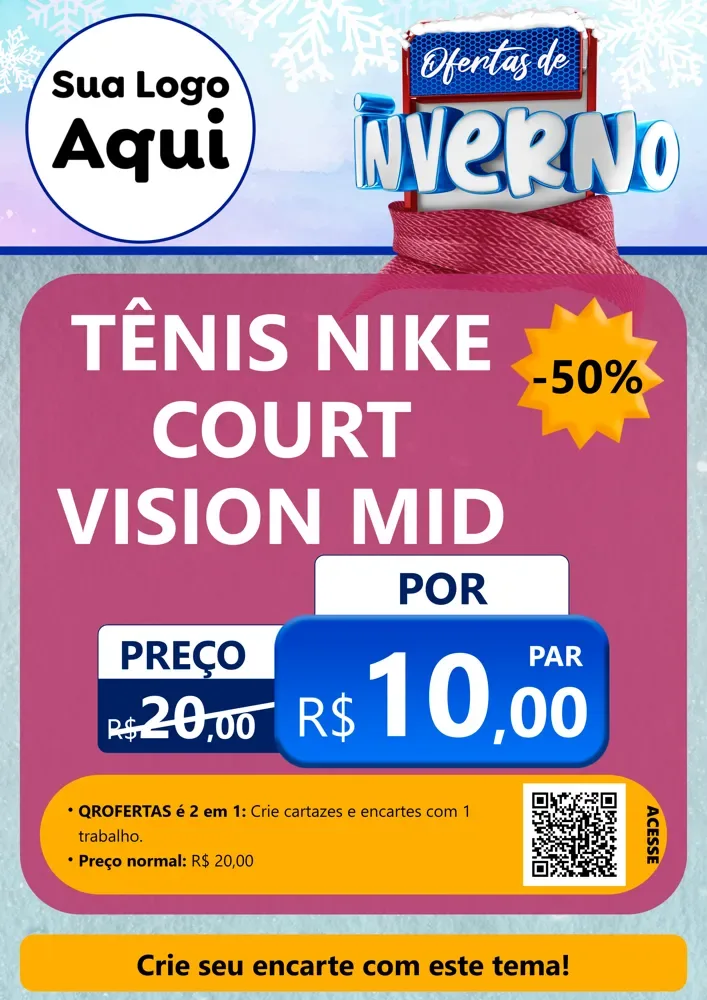 Modelo de Cartaz para Cartaz A4 Vertical com o tema Ofertas de Inverno para Calçados