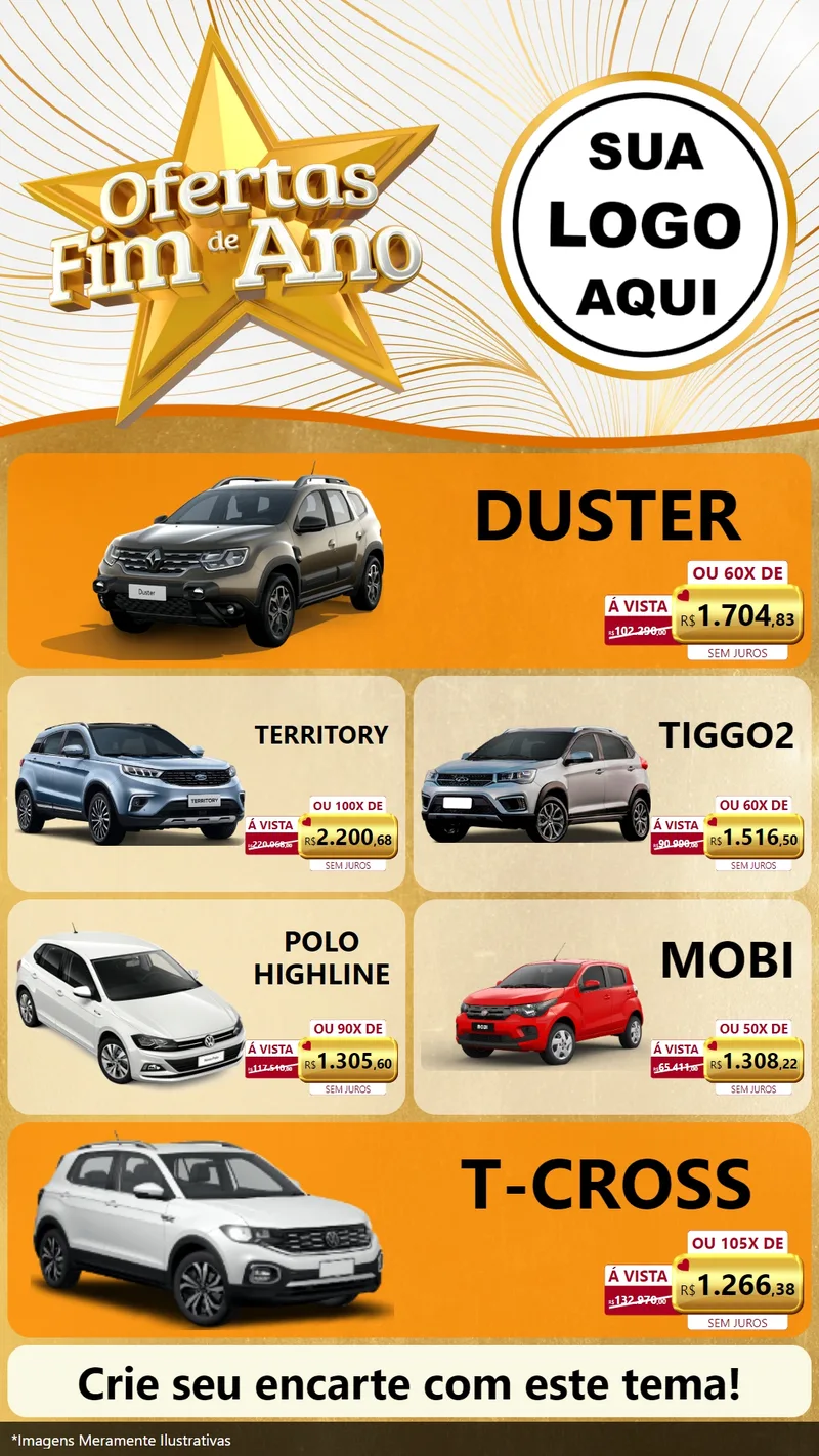 Modelo de TV para TV Vertical com o tema Ofertas Fim de Ano para Concessionaria de Carros
