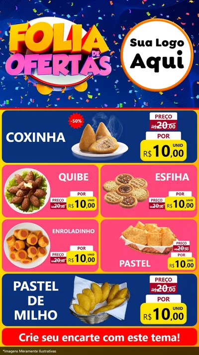 Modelo de TV para TV Vertical com o tema Folia de Ofertas para Salgadaria