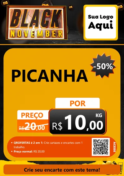 Modelo de Cartaz para Cartaz A4 Vertical com o tema Black November para Açougue