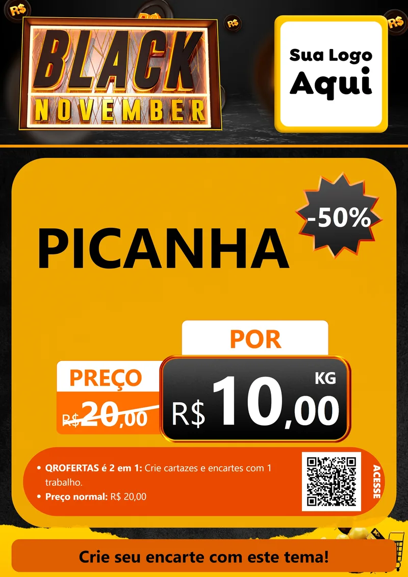 Modelo de Cartaz para Cartaz A4 Vertical com o tema Black November para Açougue