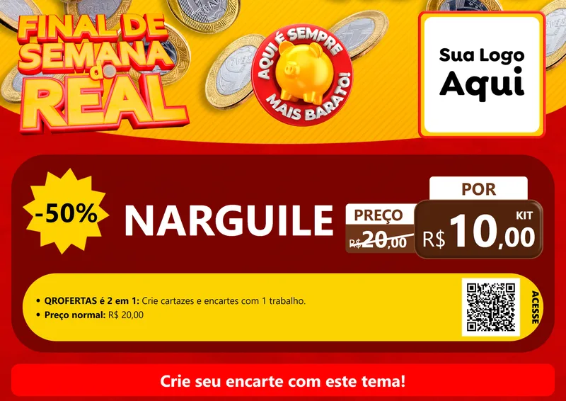 Modelo de Cartaz para Cartaz A4 Horizontal com o tema Final de Semana do Real para Tabacaria